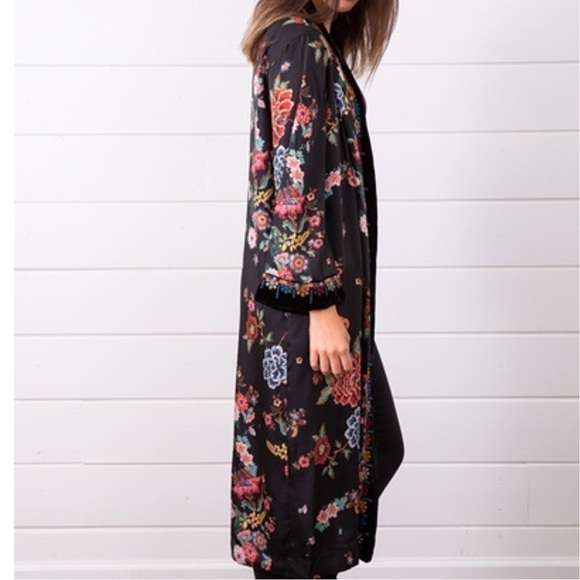 Johnny Was Velvet-Trim Floral Kimono/Jacket NWT (oversized) - Picture 4 of 14